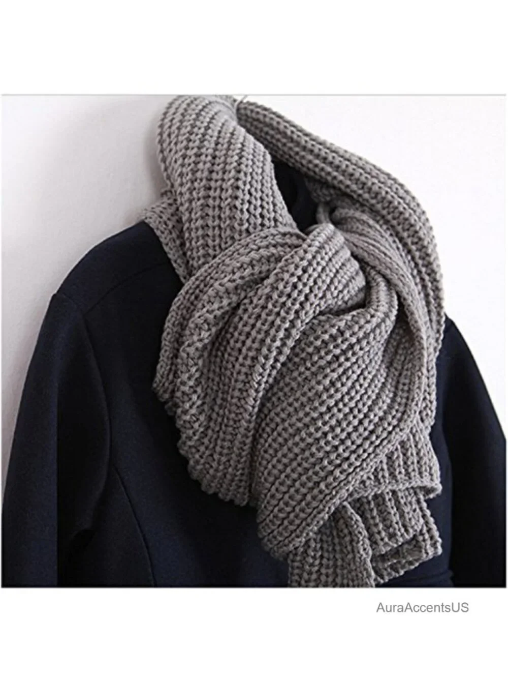 Chunky Cable Knit Acrylic Wrap Scarf Women Men Winter Warm
